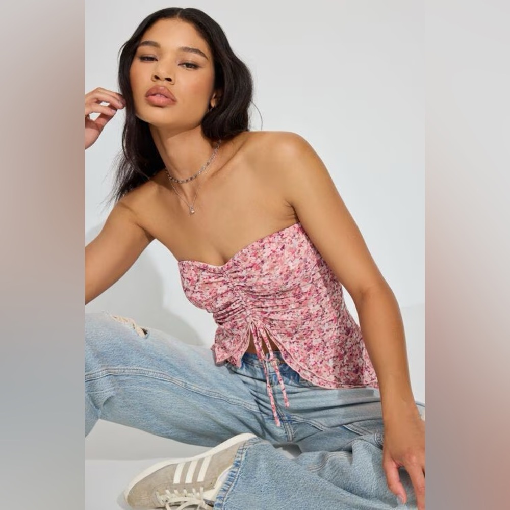 Garage Flyaway Ruched Tube Top